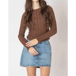 NEW DEX long sleeve ribbed sweater in brown